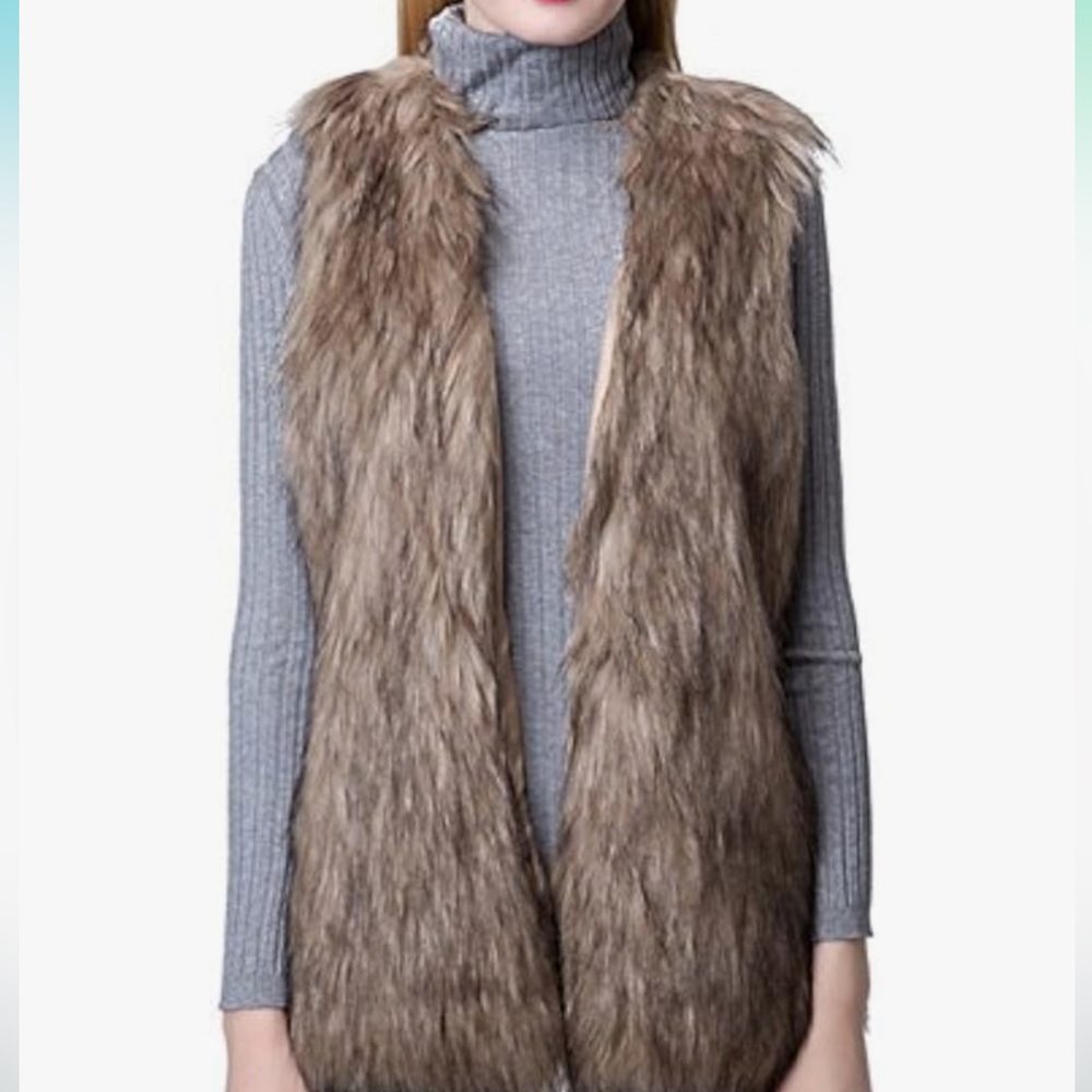 Women's Faux Fur Vest Waistcoat Sleeveless Jacket